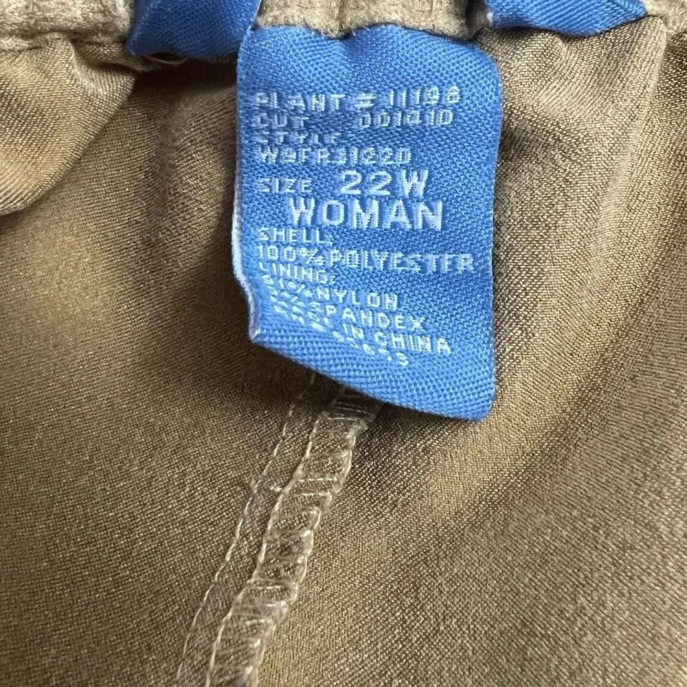 Koret Woman Plus Size 22W Camel Tan Faux Suede Stretch‎ Pull On Pants Dressy